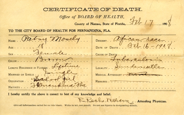 Mosely, Patsy death certificates