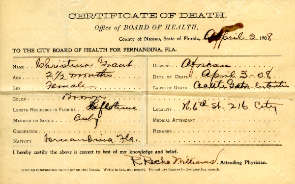 Grant, Christina death certificates