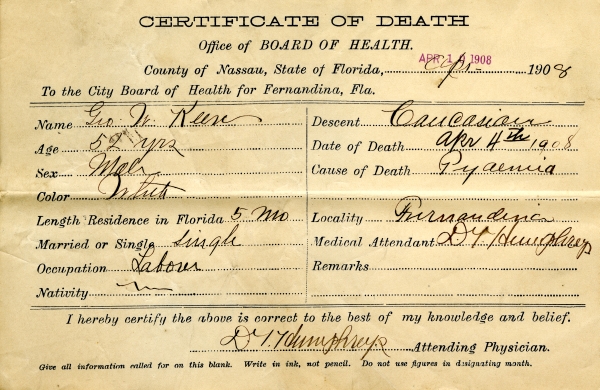 Keen, Geo. W. death certificates