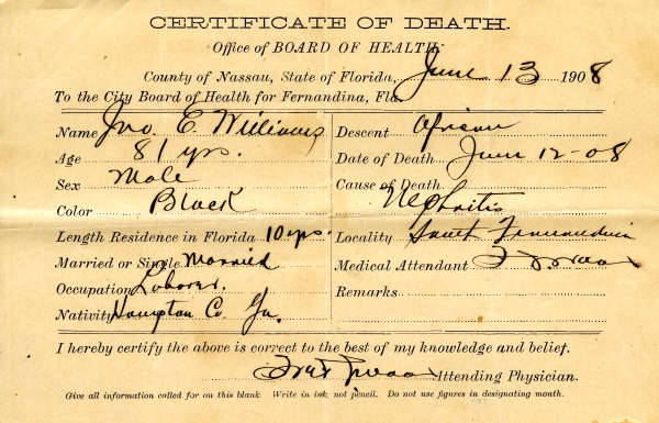 Williams, John C. death certificates