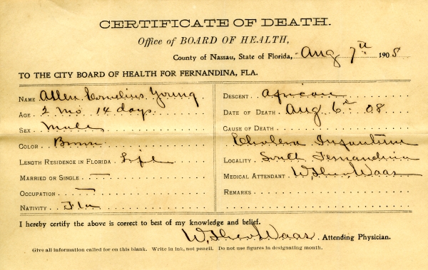 Young, Allen Cornelius death certificates