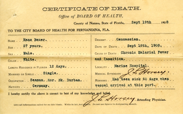 Bauer, Hans death certificates