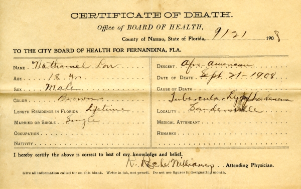 Love, Nathaniel death certificates