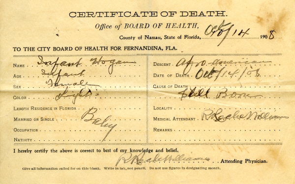 Hogan, Infant death certificates