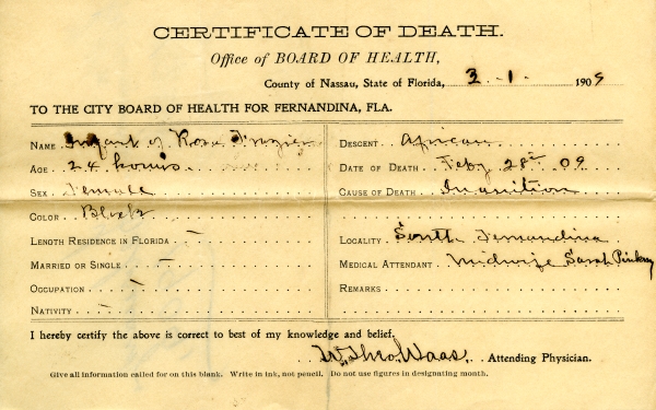 Frazier, Infant of Rose death certificates