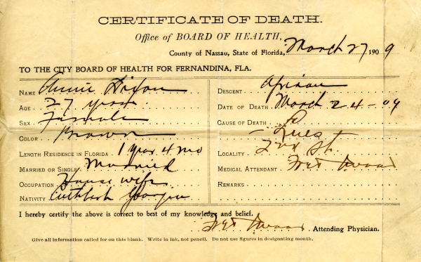 Dixon, Annie death certificates