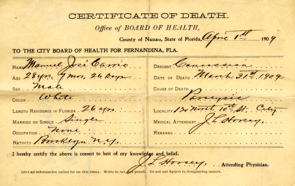 Carrio, Manuel Jose death certificates