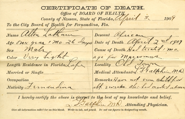 Latham, Alton death certificates