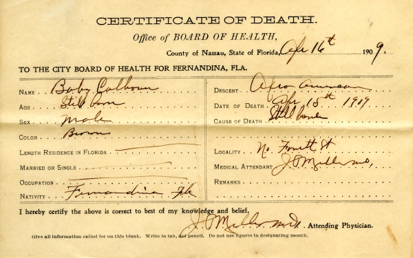 Calhoun, Baby death certificates