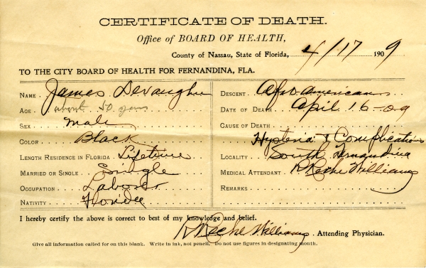 Devaughn, James death certificates