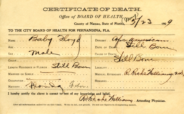 Floyd, Baby death certificates