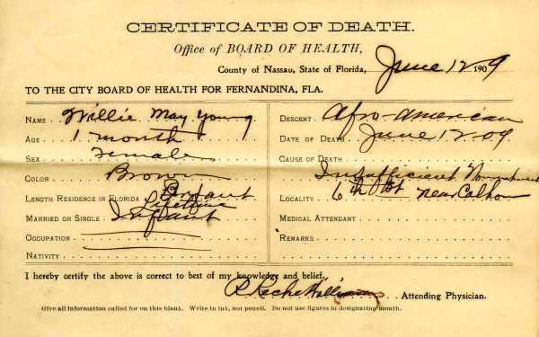 Young, Willie May death certificates