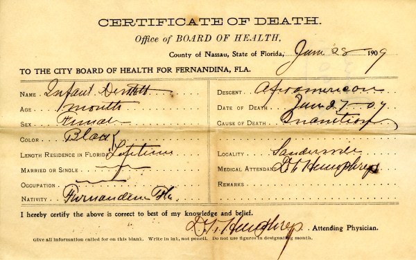 Demont, Infant death certificates