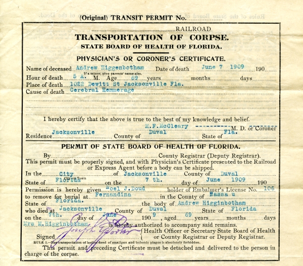 Higgenbotham, Andrew permits