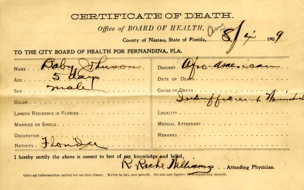 Johnson, Baby death certificates