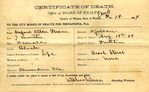 Person, Infant of Allan death certificates