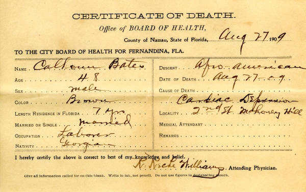 Bates, Calhoun death certificates