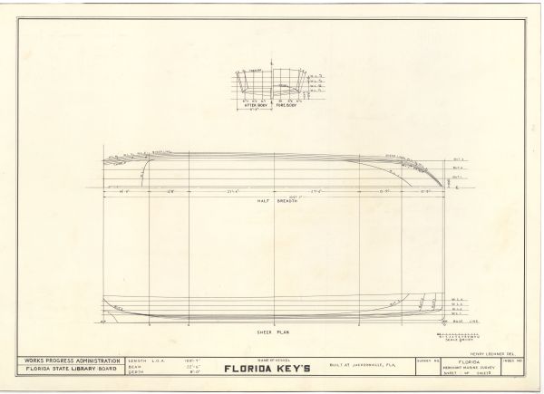 Technical Drawing of the Ferry Boat Florida Keys, ca. 1938