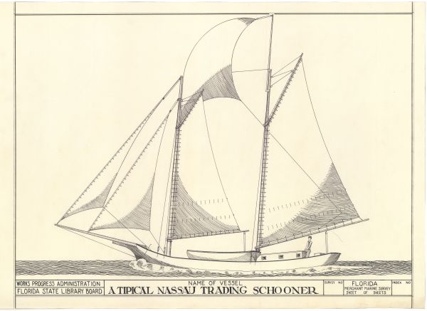 Drawing of a Typical Nassau Trading Schooner, ca. 1938