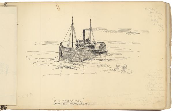 Sketch of the Steamboat S.S. Morgan by Philip Ayer Sawyer, 1938