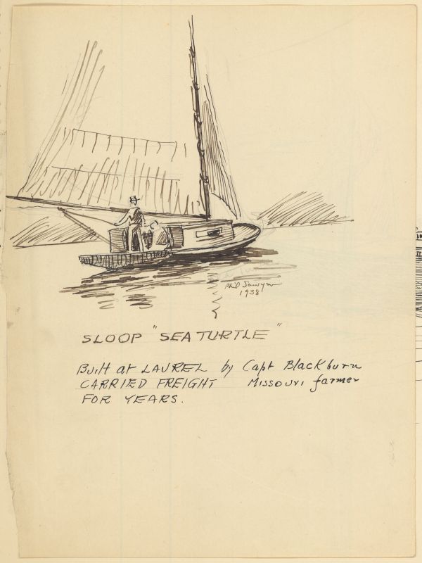 Sketch of the Sloop Sea Turtle by Philip Ayer Sawyer, 1938