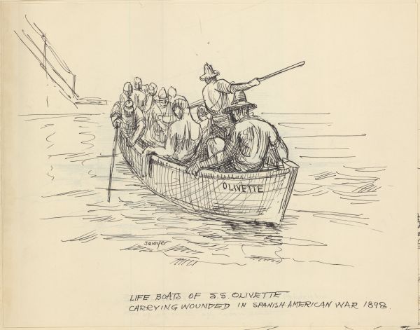 Sketch of a Lifeboat from the S.S. Olivette by Philip Ayer Sawyer, 1938