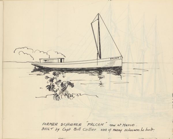 Sketch of the Schooner Falcon by Philip Ayer Sawyer, 1938