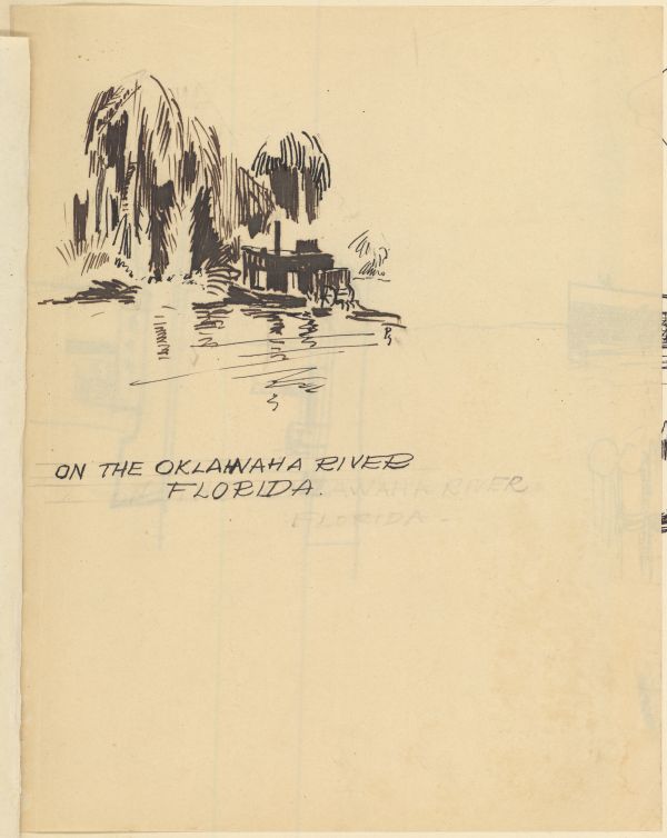 Sketch of a Steamboat on the Ocklawaha River by Philip Ayer Sawyer, 1938