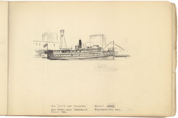 Sketch of the Steamer S.S. City of Tampa by Philip Ayer Sawyer, 1938