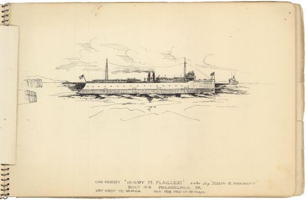 Sketch of the Ferry Boat Henry M. Flagler by Philip Ayer Sawyer, 1938