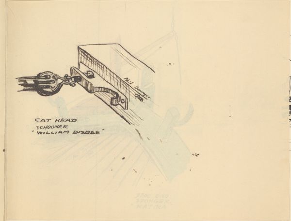 Sketch Showing Structure of the Schooner William Bisbee by Philip Ayer Sawyer, 1938