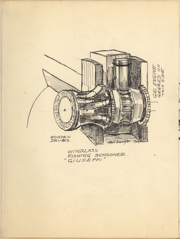 Sketch Showing Structure of the Fishing Schooner Giuseppi by Philip Ayer Sawyer, 1938