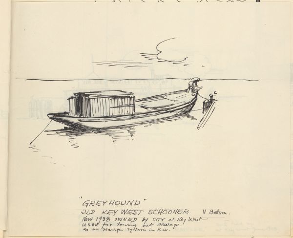 Sketch of the Schooner Greyhound by Philip Ayer Sawyer, 1938