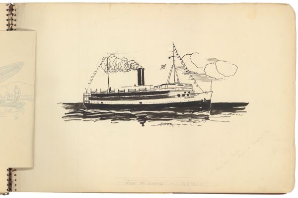 Sketch of the Steamer Florida by Philip Ayer Sawyer, 1938