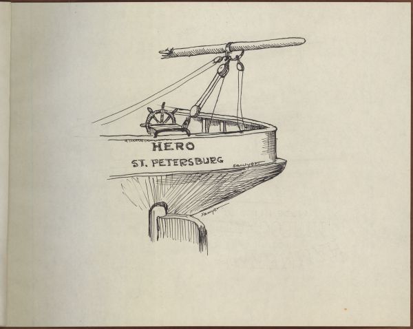 Sketch of the Vessel Hero by Philip Ayer Sawyer, 1938