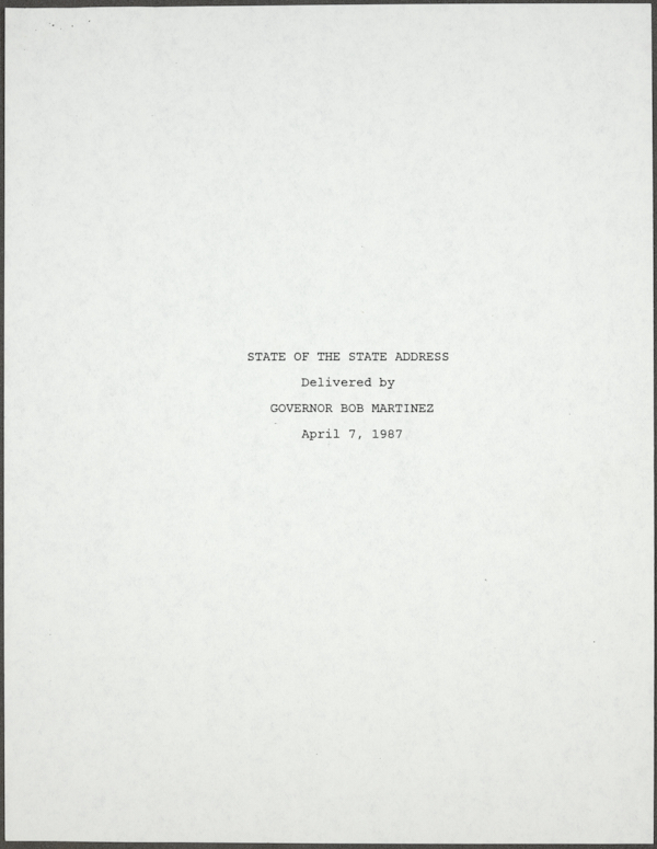 Governor Martinez's State of the State Address, 1987
