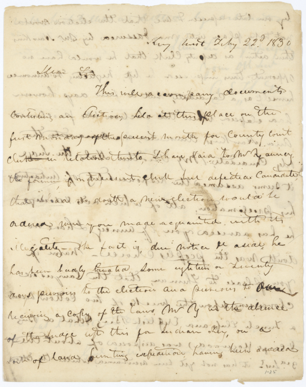 Letter from Algernon S. Thurston to James D. Westcott, Jr. Regarding a Recent Election in Monroe County, February 22, 1830