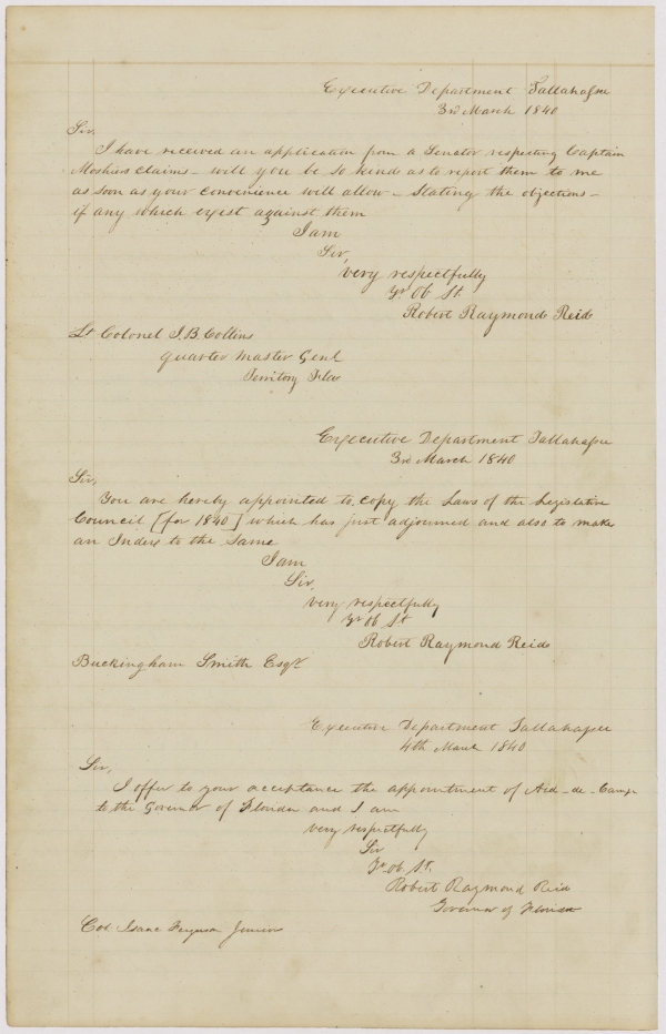 Letterbook of Governor Robert Raymond Reid, 1839-1841