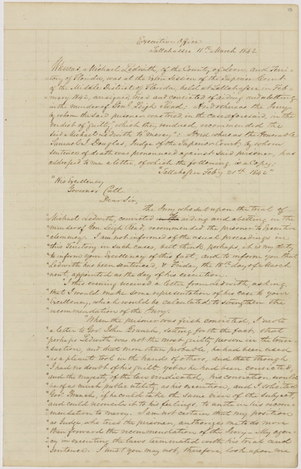 Letterbook of Governor Richard Keith Call, 1841-1844