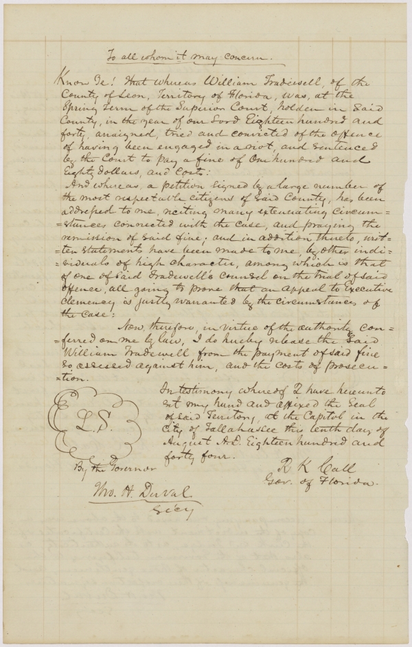 Letterbook of Governor Richard Keith Call, 1841-1844