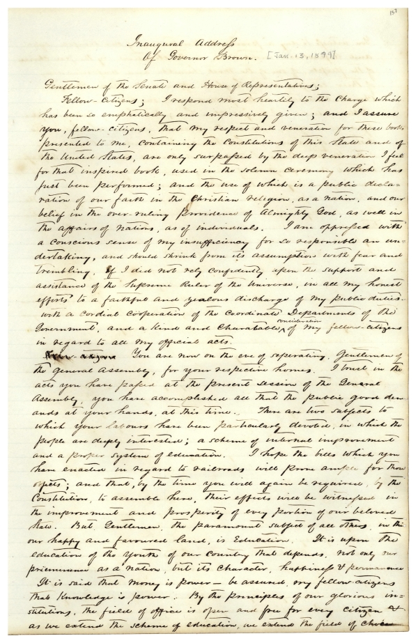 Letterbook of Governor Thomas Brown, 1849-1853