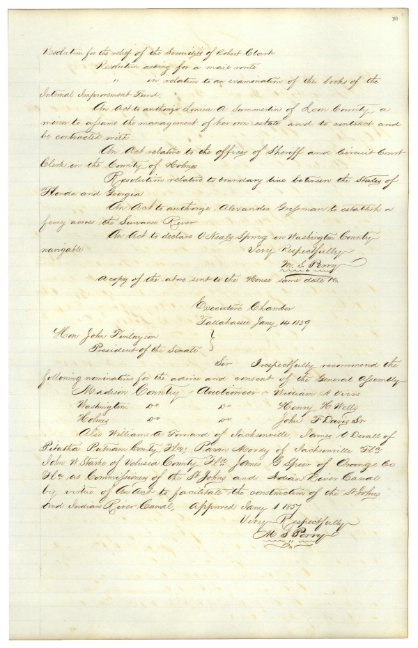 Letterbook of Governor Madison S. Perry, 1857-1859