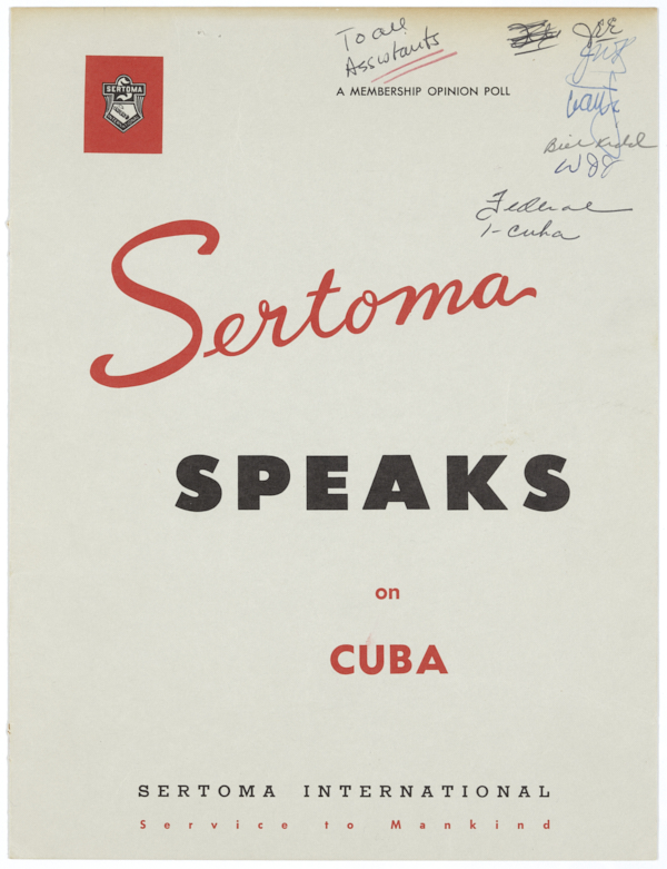 Public Opinion Poll, Sertoma Speaks on Cuba, ca. 1961