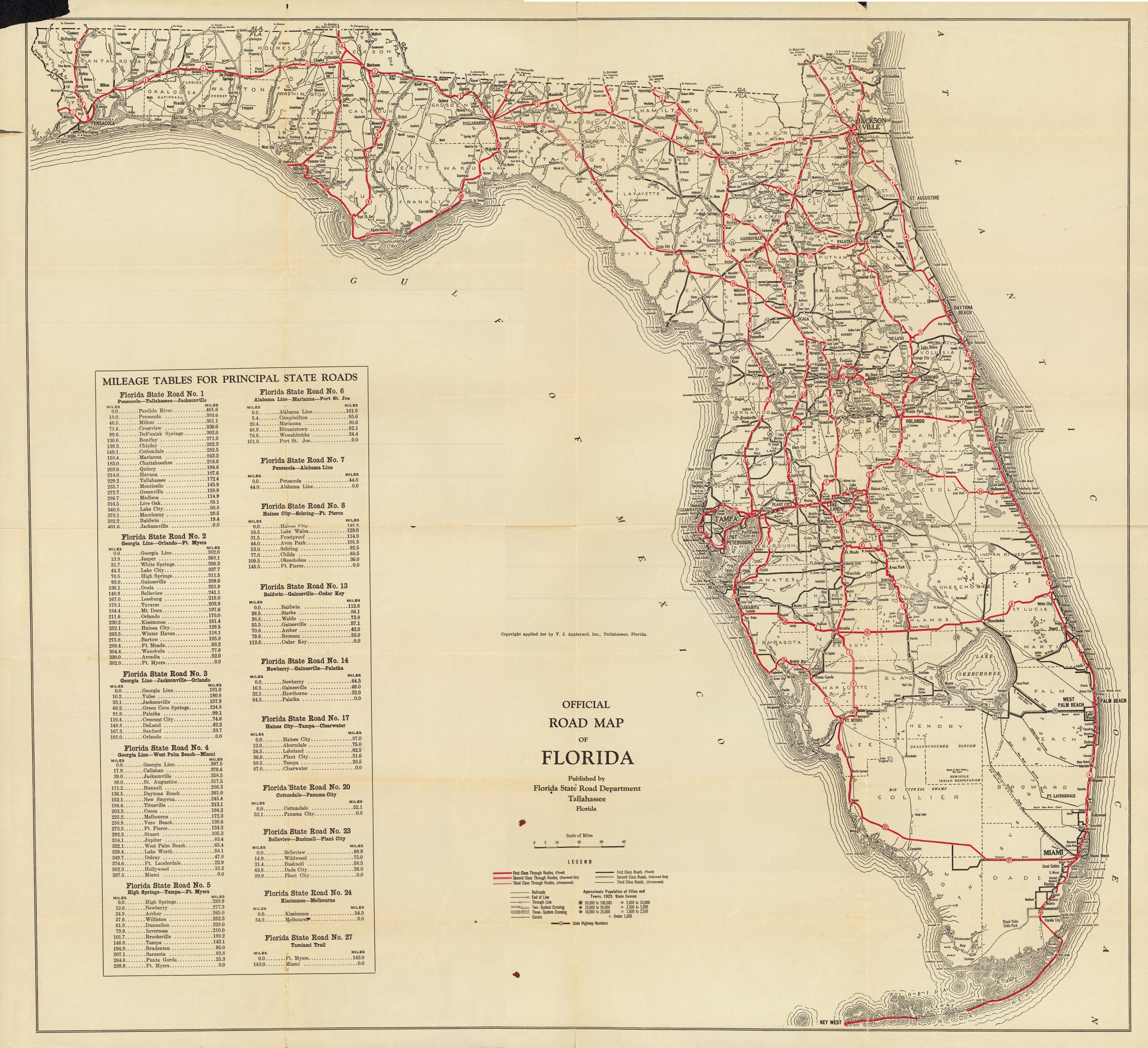 Official Road Map of Florida, 1930
