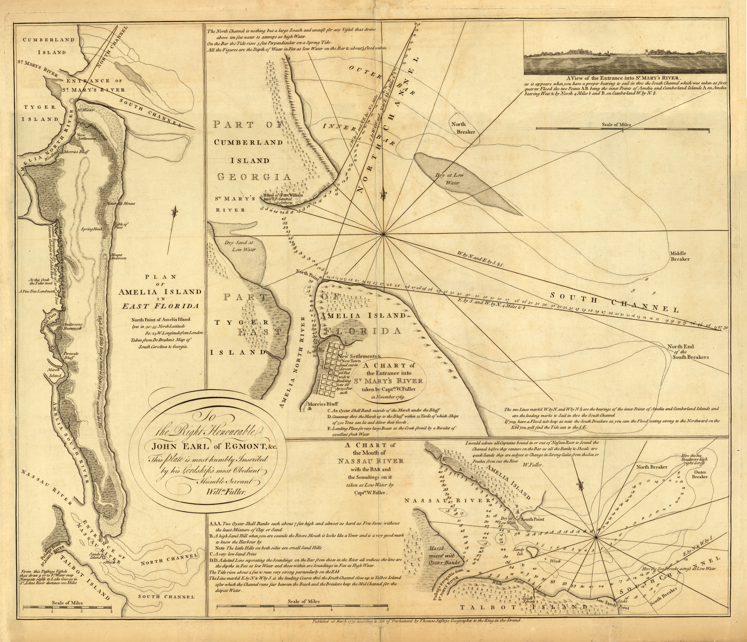 Amelia Island Plan and Natutical Charts, 1770