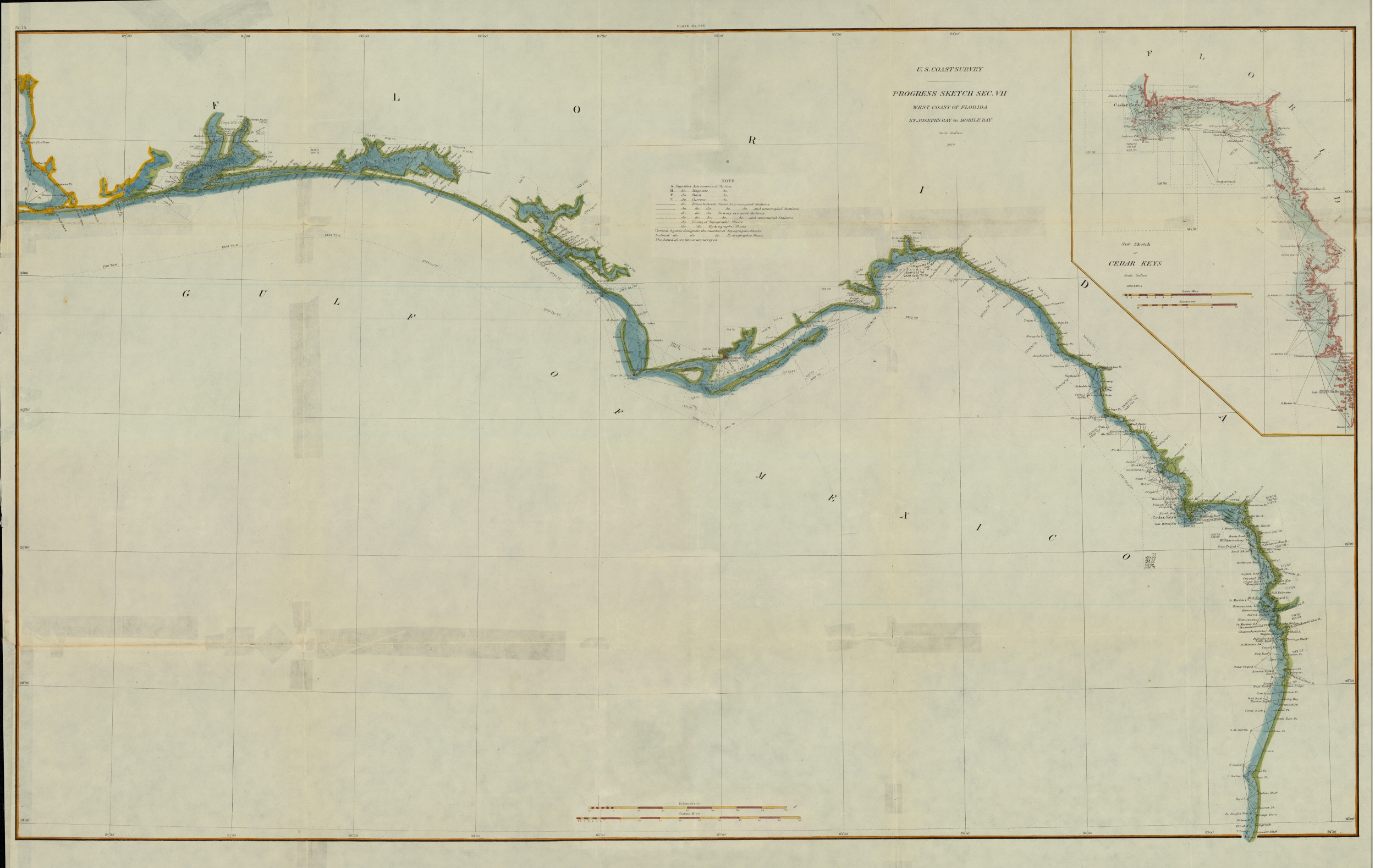 Map of West Coast of Florida, St. Joseph Bay to Mobile Bay, 1877