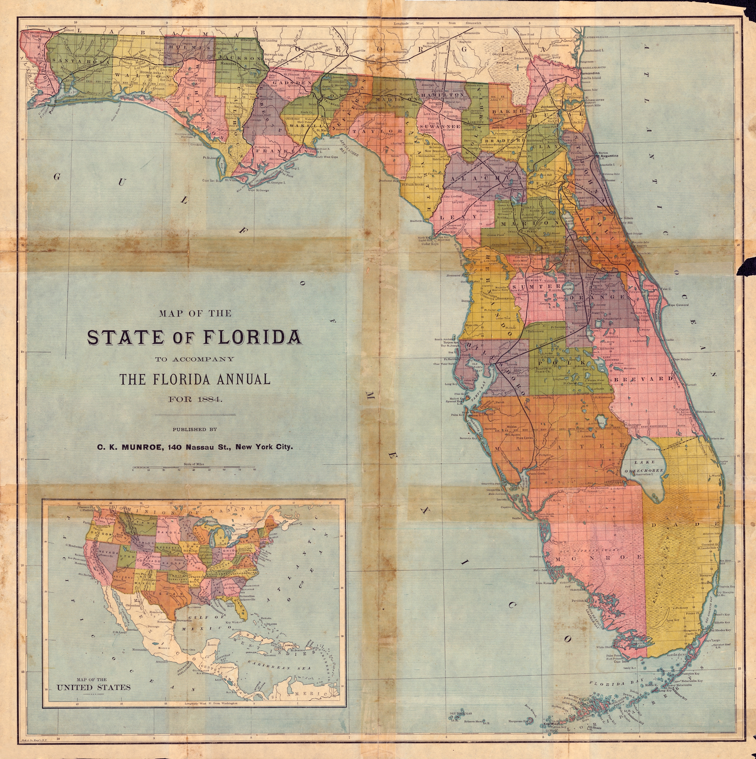 Florida Annual Map, 1884