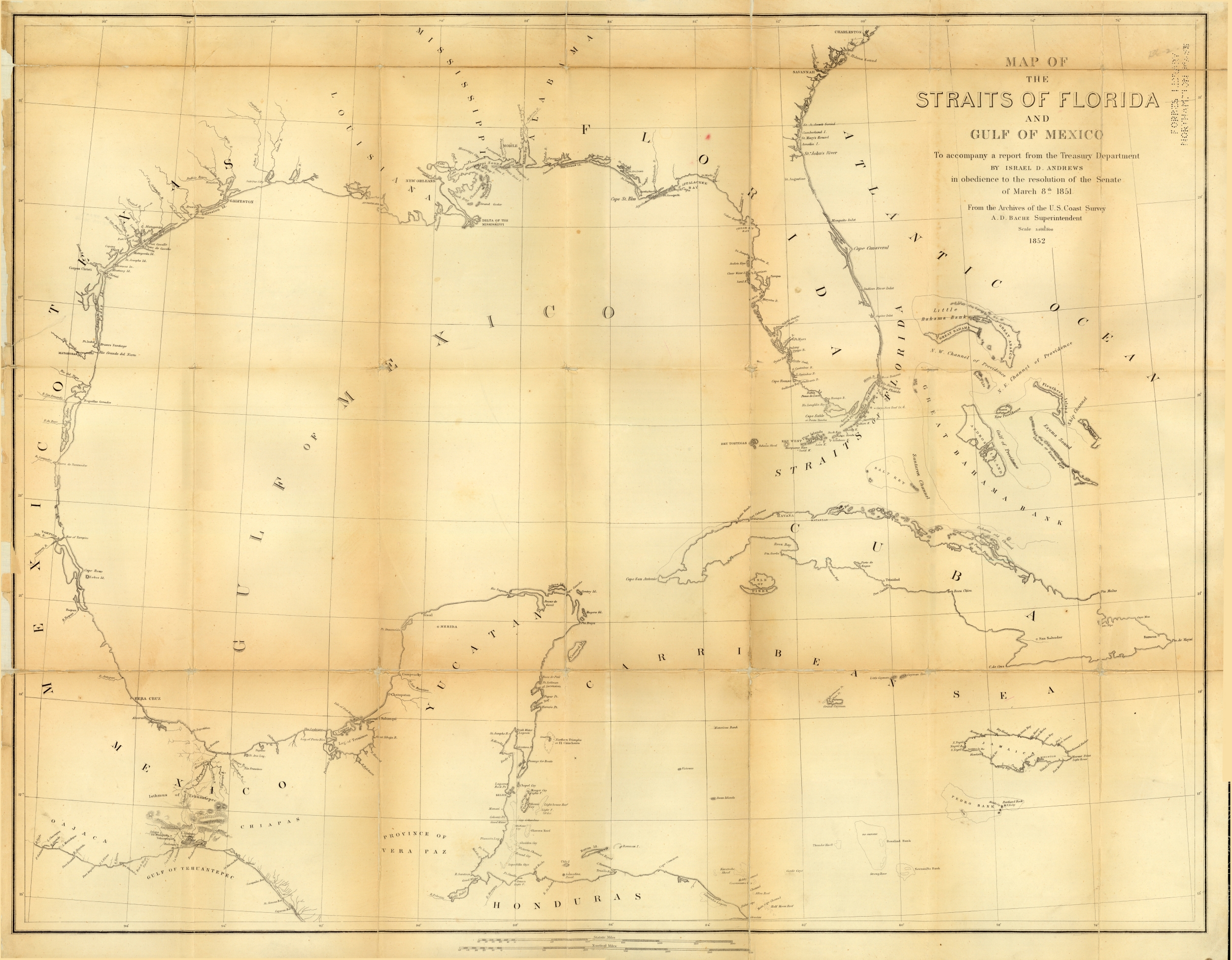 Map of Strait of Florida, 1852