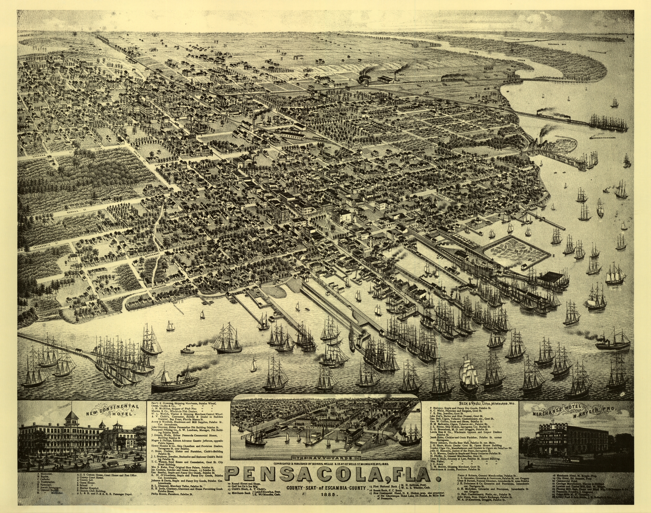 Bird's-Eye View of Pensacola, 1885