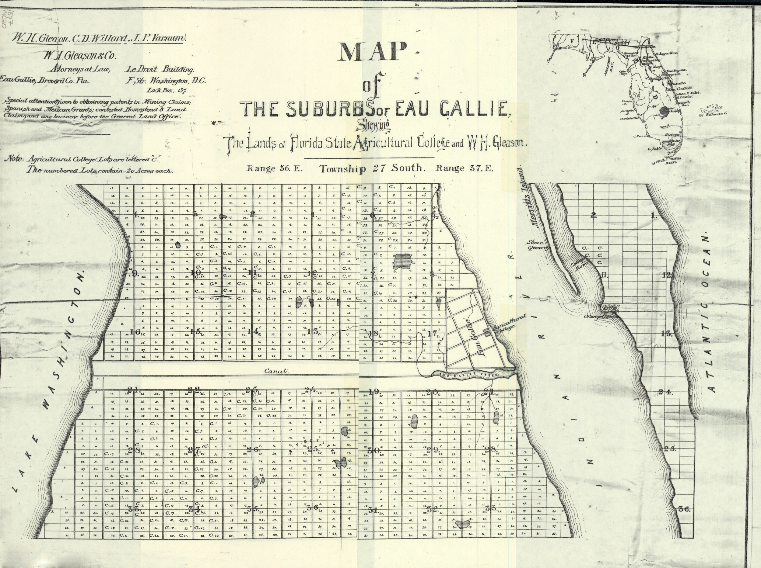Map of the Suburns of Eau Gallie, 1877